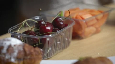 Fruit breakfast cherry and melon Stock Footage 65730565
