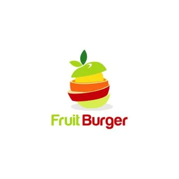 Fruit Burger Creative Concept Logo Symbol Stock Illustration