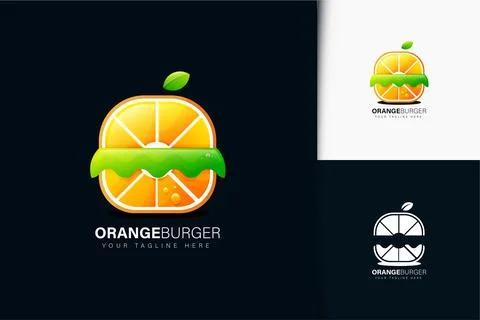 Fruit burger logo design with gradient Stock Illustration