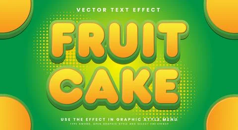 Fruit Cake 3d editable text effect Template Stock Illustration