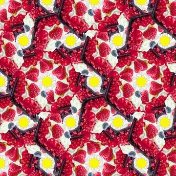 Fruit cake basket seamless pattern on yellow background.Abstract pattern Stock Photos