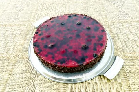 Fruit cake with berries on the table Stock Photos