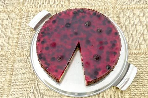 Fruit cake with berries on the table Stock Photos