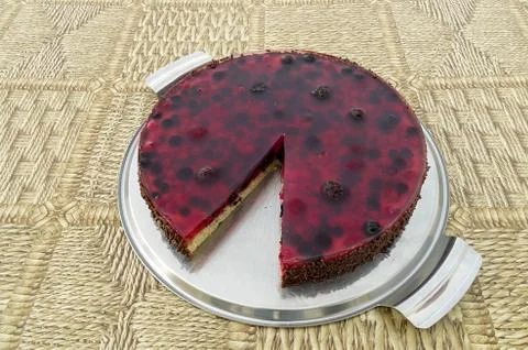 Fruit cake with berries on the table Stock Photos