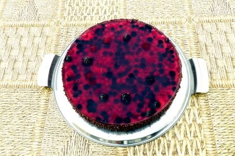 Fruit cake with berries on the table Stock Photos