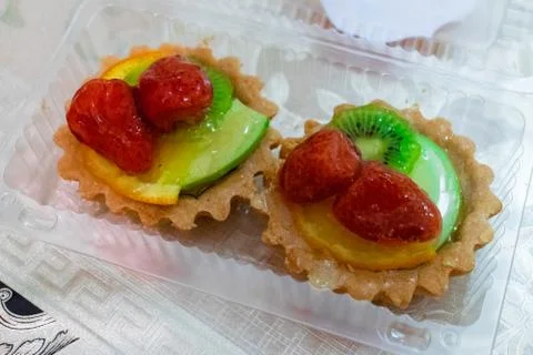 Fruit cake close up Stockfoto's