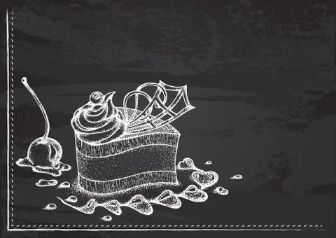 Fruit cake with cream Stock Illustration