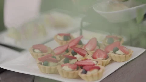 Fruit cake with Fresh Berries Stock Footage 254366347