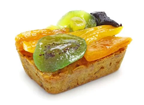 Fruit cake over white Stock Photos