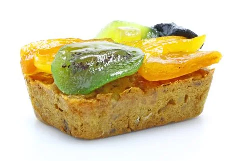 Fruit cake over white Stock Photos