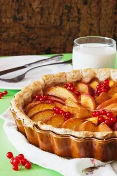 Fruit cake with peaches Stock Photos