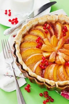 Fruit cake with peaches Stock Photos