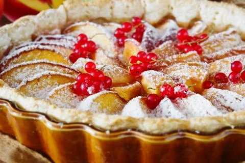 Fruit cake with peaches Stock Photos