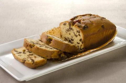 Fruit cake on a plate Stock Photos