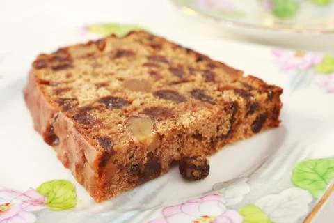 Fruit cake with walnuts Stock Photos