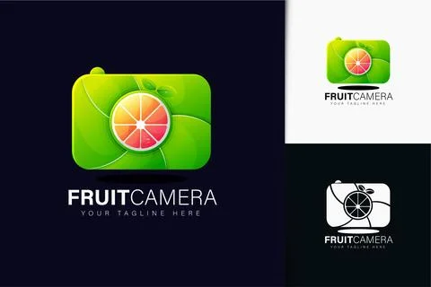 Fruit camera logo design with gradient Stock Illustration