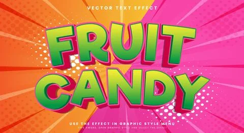 Fruit Candy 3d editable text effect Template Stock Illustration