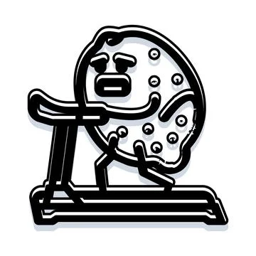 Fruit character running on an exercise treadmill Stock Illustration