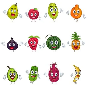 Fruit in Characters Stock Illustration
