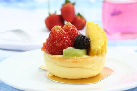 Fruit cheese cake Stock Photos