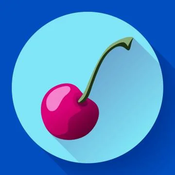 Fruit cherry icon flat style Stock Illustration