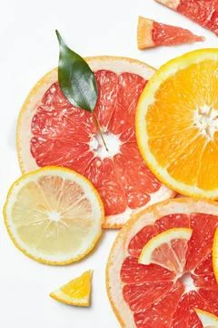 Fruit citrus seamless pattern. Close up of fresh orange, grapefruit, lime ... Foto stock