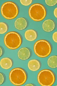 Fruit citrus seamless pattern. Stock Photos