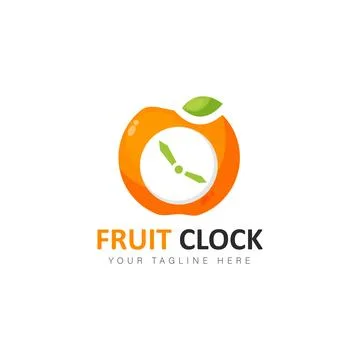 Fruit with clock logo cartoon design illustration イラスト素材