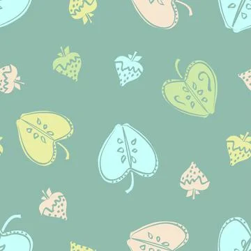 Fruit Cocktail pattern blue green Stock Illustration