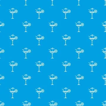 Fruit cocktail pattern seamless blue Stock Illustration