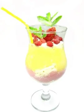 Fruit cocktail smoothie with raspberry Stock Photos