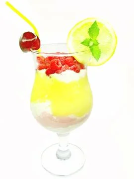 Fruit cocktail smoothie with raspberry Foto stock