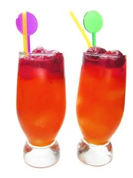 Fruit cocktail smoothie with raspberry Stock Photos
