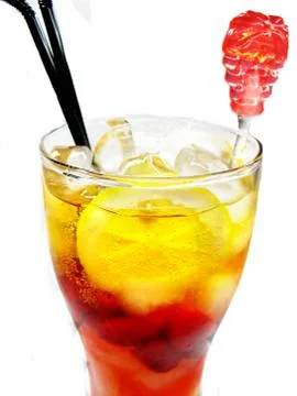 Fruit cocktail smoothie with raspberry Stock Photos
