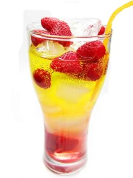 Fruit cocktail smoothie with raspberry Stock Photos