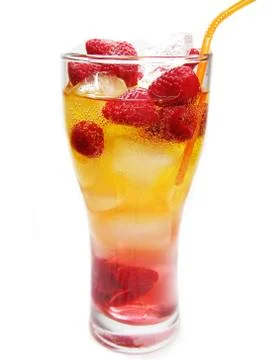 Fruit cold juice drink with raspberry Foto stock