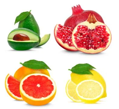 Fruit collage on white background Stock Photos
