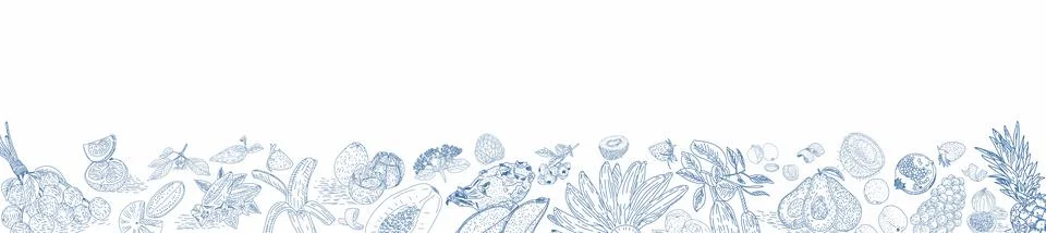 Fruit collection in flat hand drawn style, illustrations set. Stock Illustration
