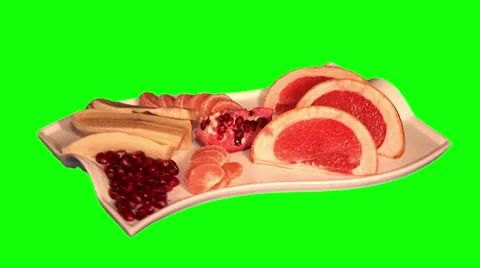 Fruit composition – chopped fruit and fruit slices on tray Video stock 48758683