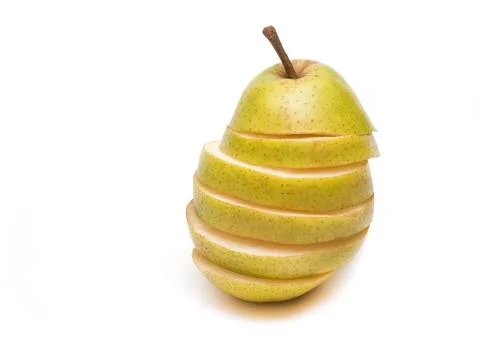 Fruit composition. chopped green pear Stock Photos