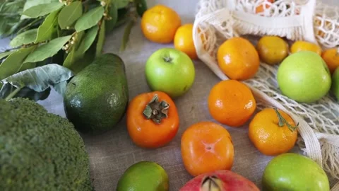 Fruit composition of fruits and vegetables. Stock Footage 276896520