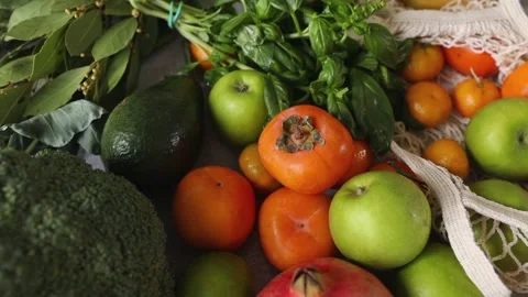 Fruit composition of fruits and vegetables. Stock Footage 276896521