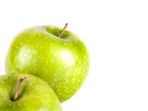 Fruit composition of two green apples Stock Photos