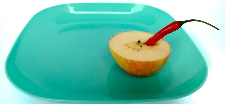 Fruit in a container (  pepper  apple ) Stock Photos