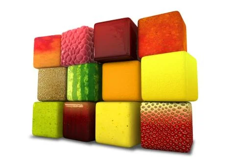 Fruit cubes stacked Stock Illustration