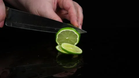 Fruit. Cut lime into slices Stock Footage 169617104