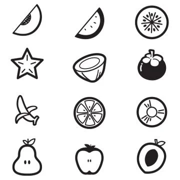 Fruit cut&amp; slice icons Stock Illustration