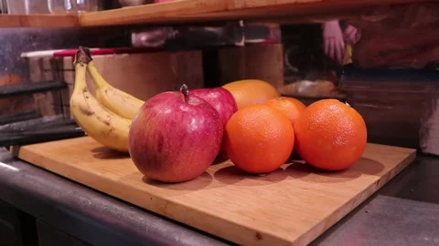 Fruit on a cutting board Stock Footage 159646053