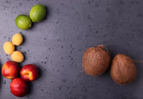 Fruit on dark stone surface Foto stock