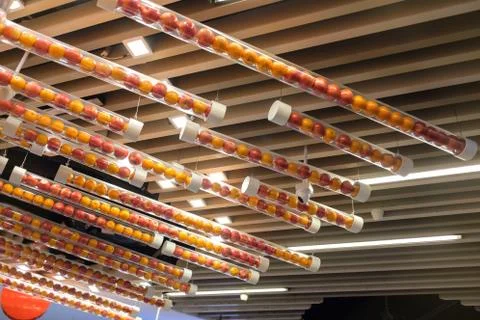 Fruit decoration on ceiling for background Stock Photos